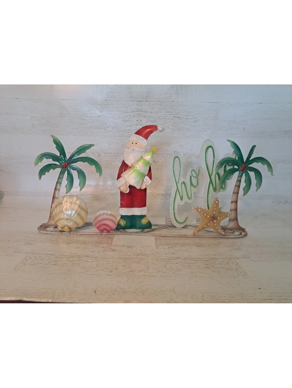 Santa Ho Ho Freestanding Palm Tree Tropical Costal Beach Christmas Holiday